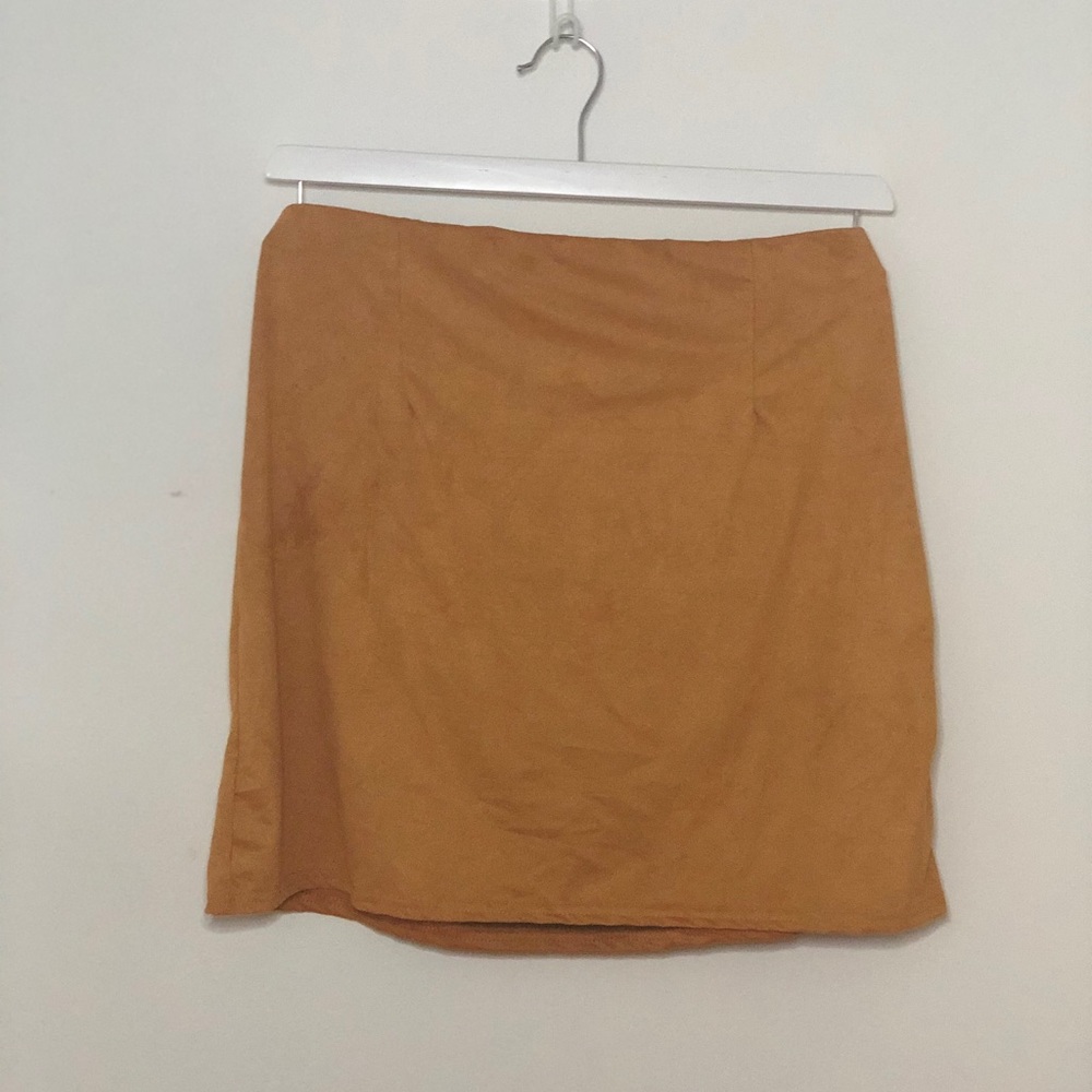 Mustard Faux Suede Mini Skirt